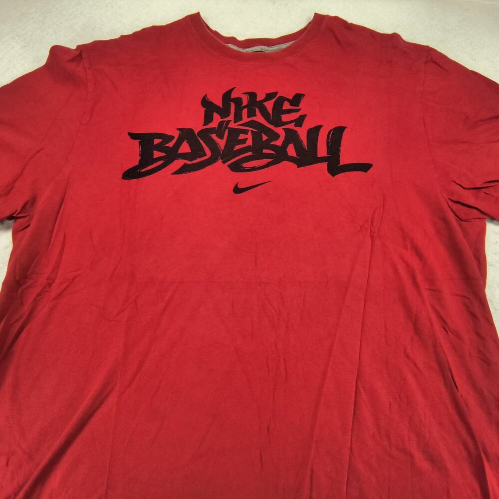 Nike Baseball Casual Crew Neck Graphic Short Sleeve Shirt Mens Size 2XL Red